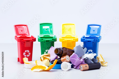 Valokuva Dump and garbage containers in different colors