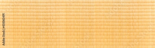 Panorama of Brown grass mat floor pattern texture and background seamless
