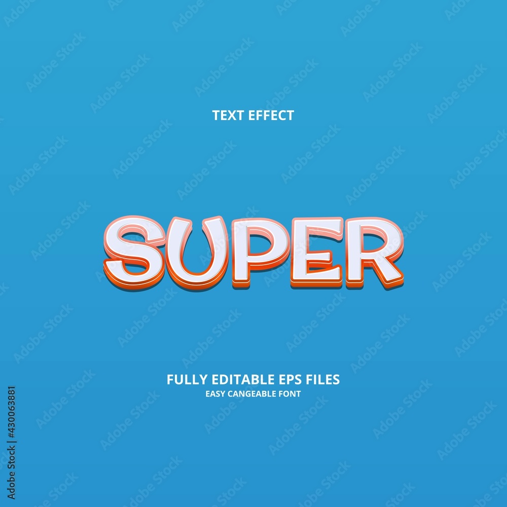 Editable text effect super title style