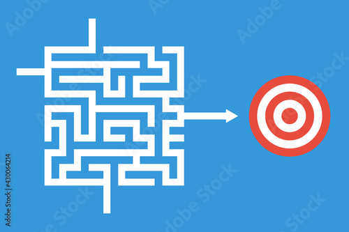 hard maze path to goal, business or personal growth vector concept