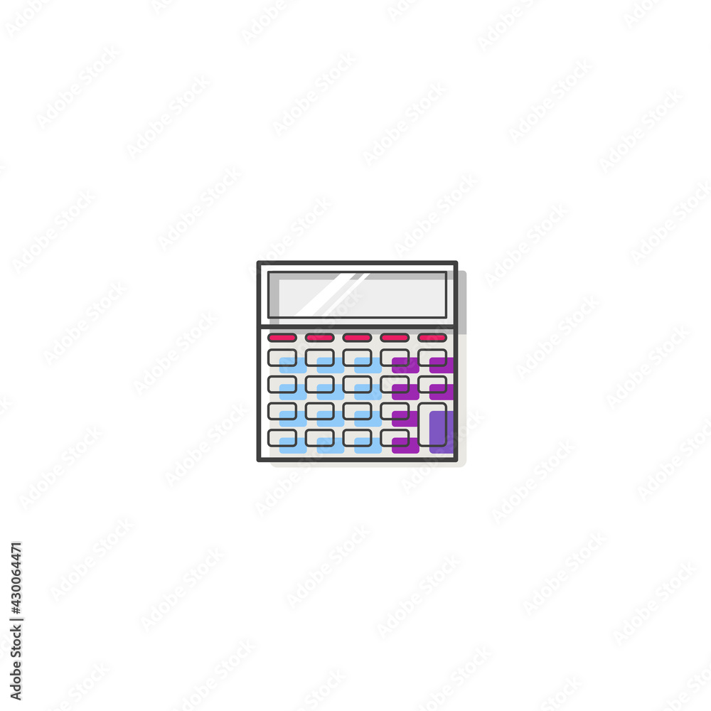 Flat calculator outline Cartoon Style Suitable for Sticker, Icon. Isolated on a white background Flat calculator outline Cartoon Style Suitable for Sticker, Icon. Isolated on a white background