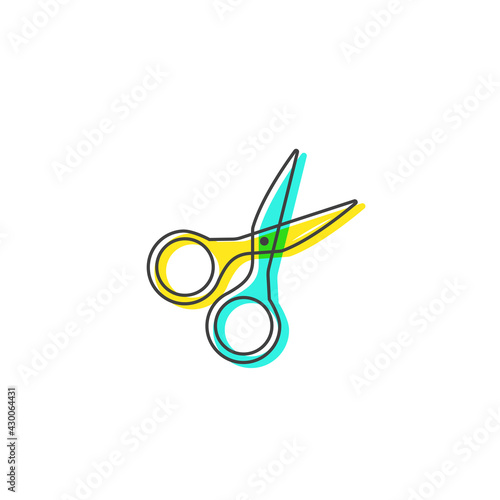 Flat scissor Outline Cartoon Style Suitable for Sticker, Icon. Isolated on a white background