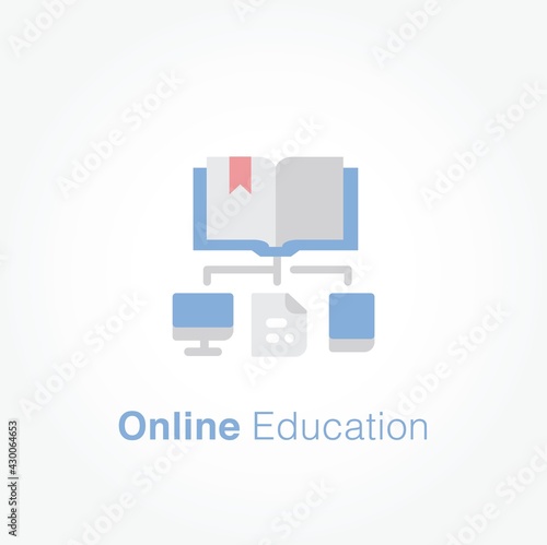 Online Education flat icon concept design