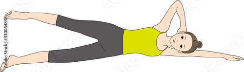 Pilates, Pose Illustrations, Side kicks