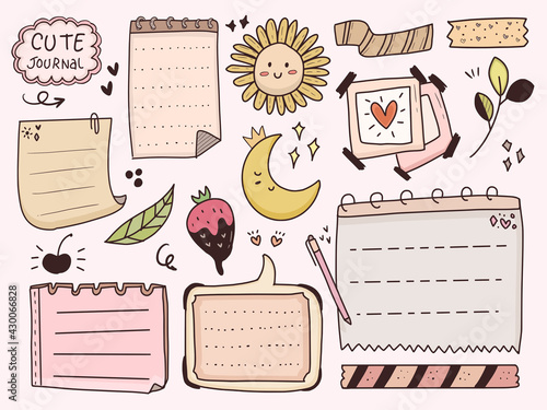 Aesthetic and cute planner decorative doodle notes and paper