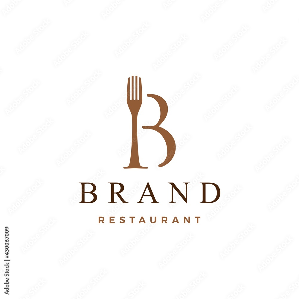b letter mark fork food restaurant logo vector icon illustration b letter mark fork food restaurant logo vector icon illustration