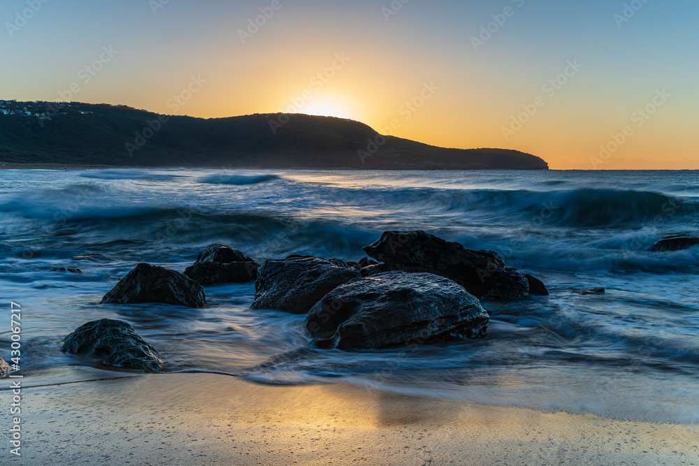 Sunrise at the seaside with clear skies