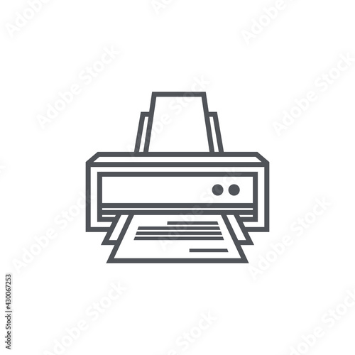 outline printer icon, document printing tool.