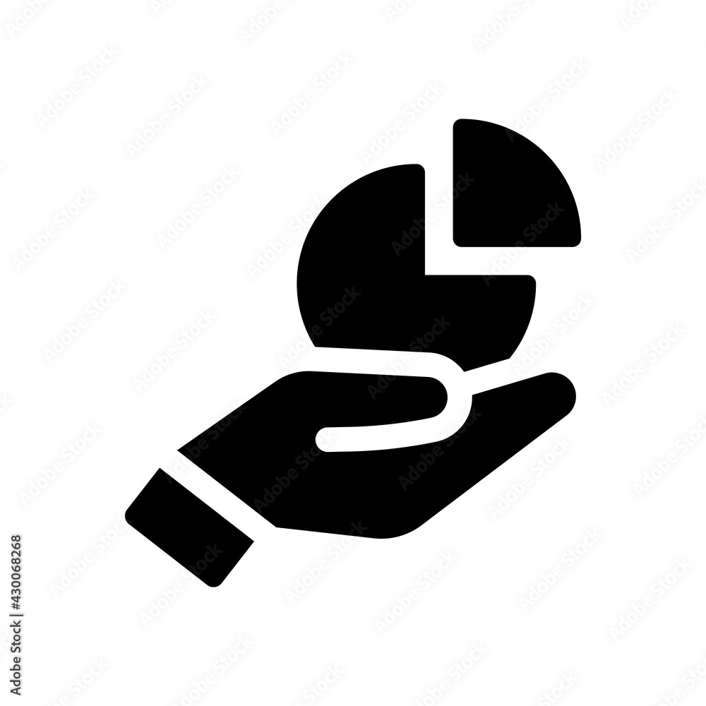 Data usage pie chart in hand icon vector. Data usage pie chart in hand icon vector.