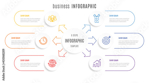 Presentation business infographic template, 6 steps.