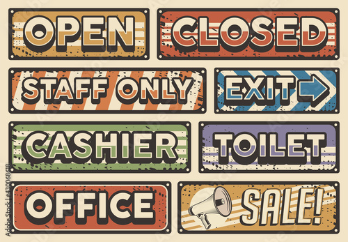 Retro vintage store board sign vector set fit for printed on tin or wood  © Utix Grapix