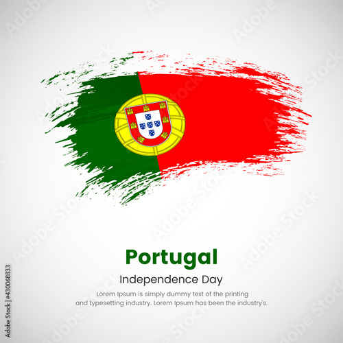 Brush painted grunge flag of Portugal country. Independence day of Portugal. Abstract creative painted grunge brush flag background.