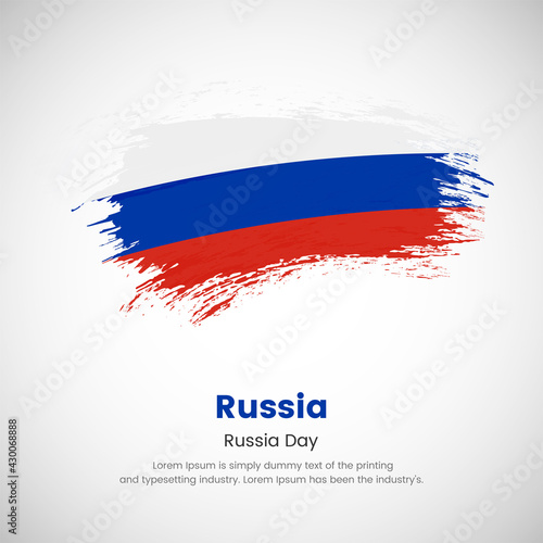 Brush painted grunge flag of Russia country. National day of Russia. Abstract creative painted grunge brush flag background.