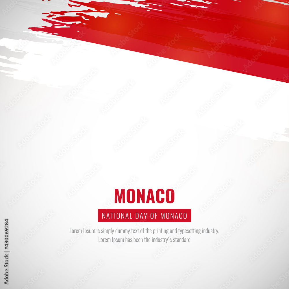 Happy national day of Monaco with brush style watercolor country flag background