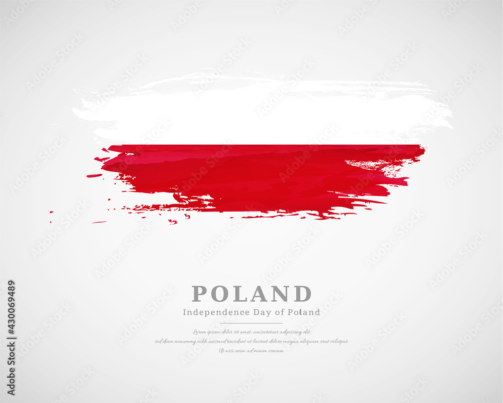 Happy independence day of Poland with artistic watercolor country flag background