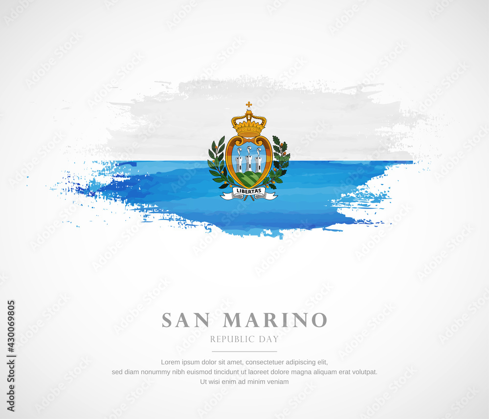 Abstract watercolor brush stroke flag for republic day of San Marino