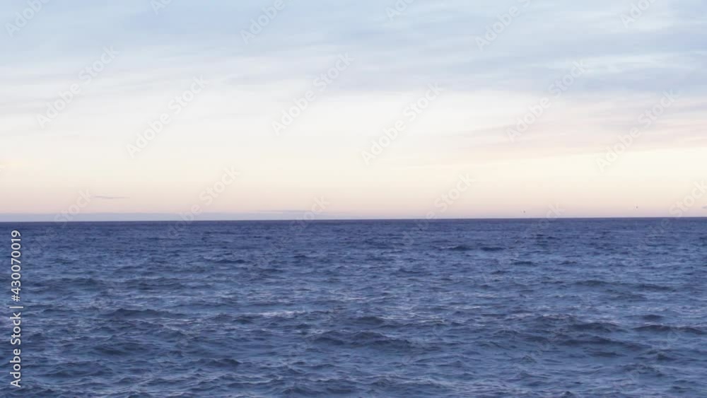 Wavy Seascape At The Atlantic Ocean With Dramatic Sky On Sunset. - Wide Shot Wavy Seascape At The Atlantic Ocean With Dramatic Sky On Sunset. - Wide Shot