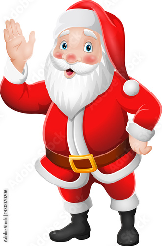 Cartoon Santa Claus waving hand