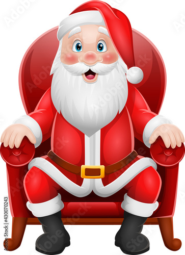 Cartoon Santa Claus sitting in armchair