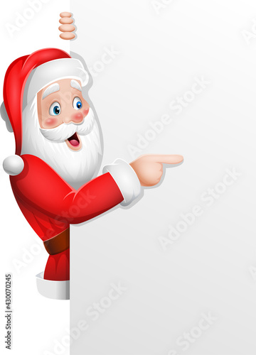 Cartoon Santa Claus showing a blank sign