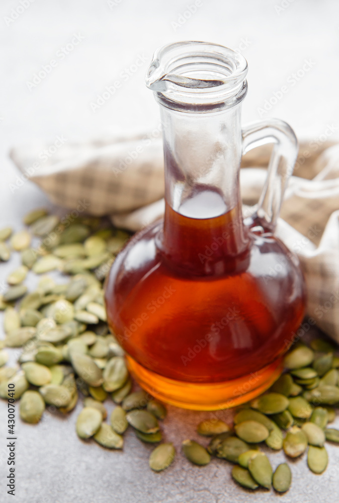 Bottle with pumpkin seed oil Bottle with pumpkin seed oil