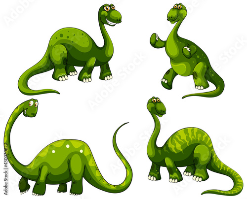 Set of Sauropod dinosaurs cartoon character