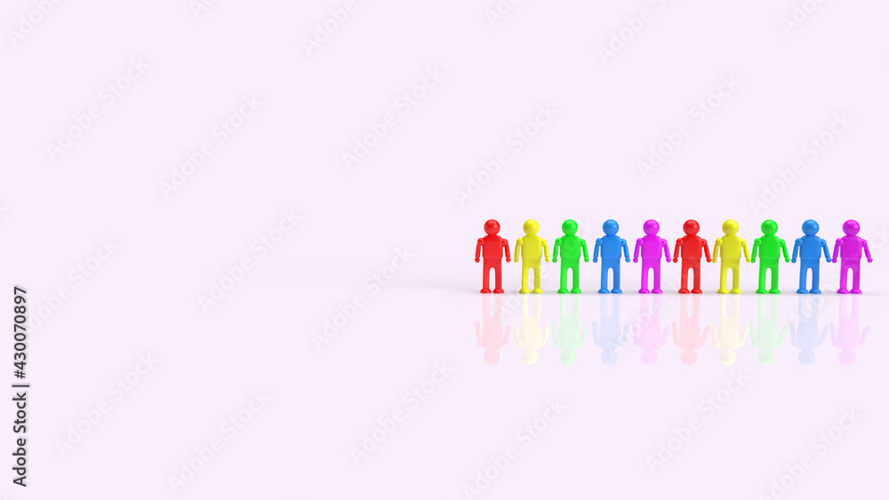 The human figure multicolor  for lgbt concept 3d rendering