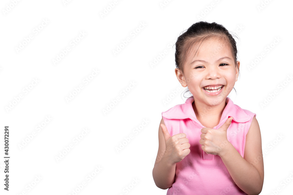 girl showing thumbs up in isolated white background girl showing thumbs up in isolated white background