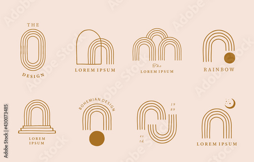 Collection of line design with curve,rainbow.Editable vector illustration for website, sticker, tattoo,icon