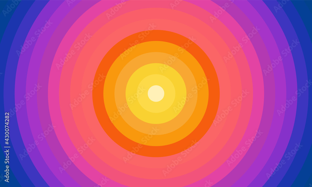 Obraz premium Sunset of Summer art circle background vector design.