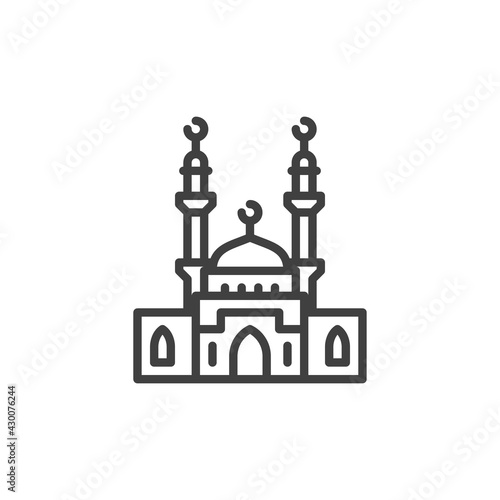 Mosque minaret line icon