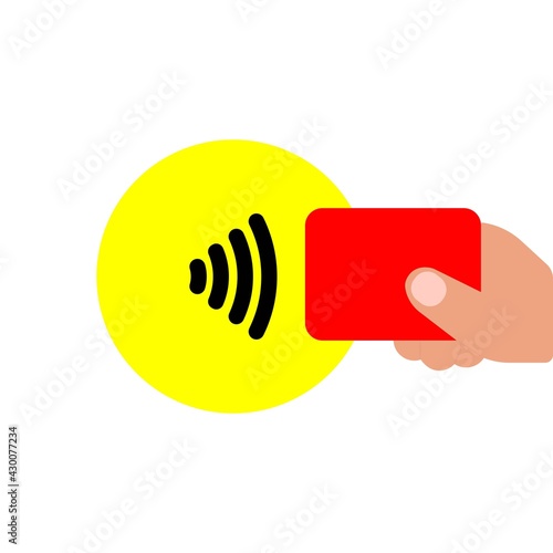 Contactless NFC payment line icon in color, RFID credit card, wireless pay simple minimalistic illustration. Trendy flat for app, graphic design, minimal infographic, web site, ui, ux. Vector EPS 10