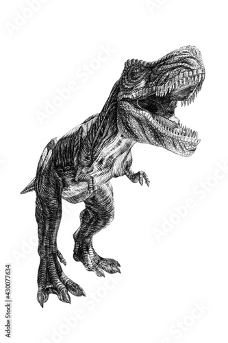 Hand drawn dinosaur  sketch graphics monochrome illustration on white background