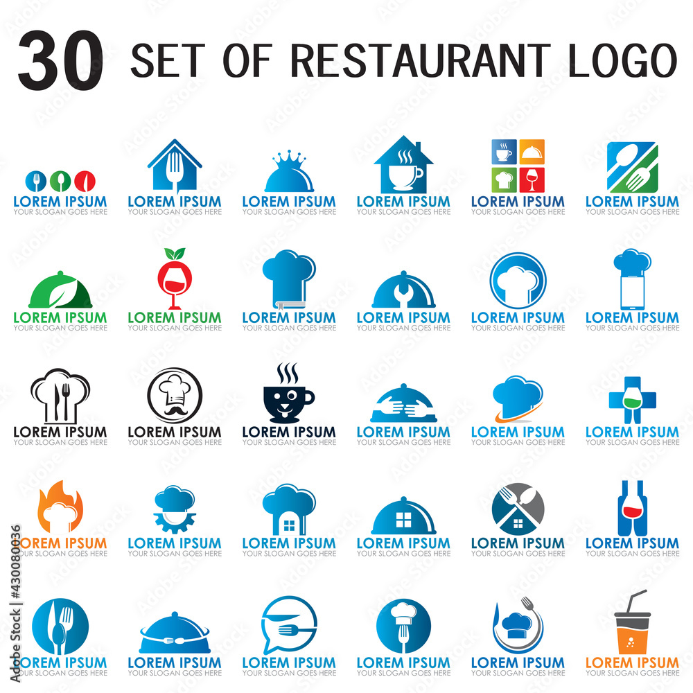 set of restaurant vector , set of food and drink logo set of restaurant vector , set of food and drink logo