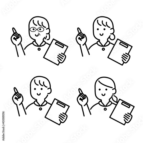 指をさす看護師さんイラスト素材