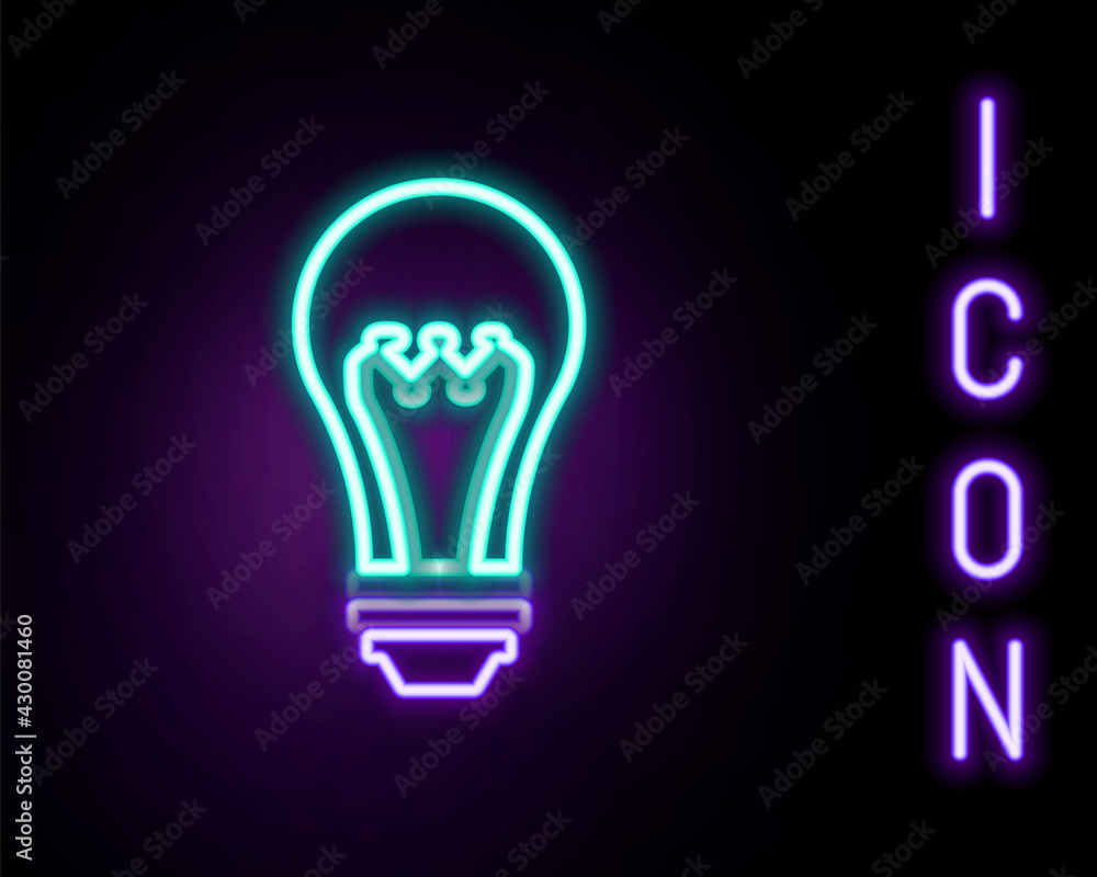 Glowing neon line Light bulb icon isolated on black background. Energy and idea symbol. Lamp electric. Colorful outline concept. Vector Glowing neon line Light bulb icon isolated on black background. Energy and idea symbol. Lamp electric. Colorful outline concept. Vector