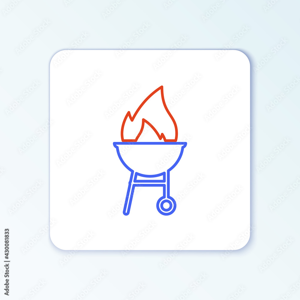 Line Barbecue grill icon isolated on white background. BBQ grill party. Colorful outline concept. Vector Line Barbecue grill icon isolated on white background. BBQ grill party. Colorful outline concept. Vector