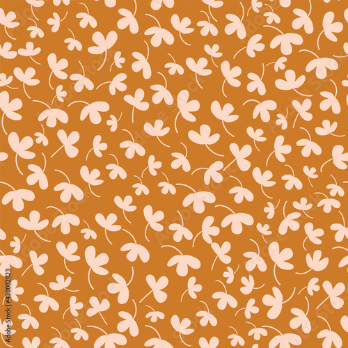 Vector Ditsy Allover Floral Silhouettes Vector Seamless Pattern