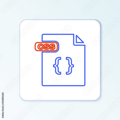 Line CSS file document. Download css button icon isolated on white background. CSS file symbol. Colorful outline concept. Vector