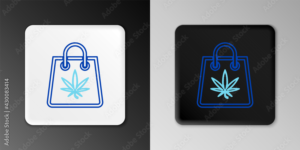 Line Shopping paper bag of medical marijuana or cannabis leaf icon isolated on grey background. Buying cannabis. Hemp symbol. Colorful outline concept. Vector Line Shopping paper bag of medical marijuana or cannabis leaf icon isolated on grey background. Buying cannabis. Hemp symbol. Colorful outline concept. Vector