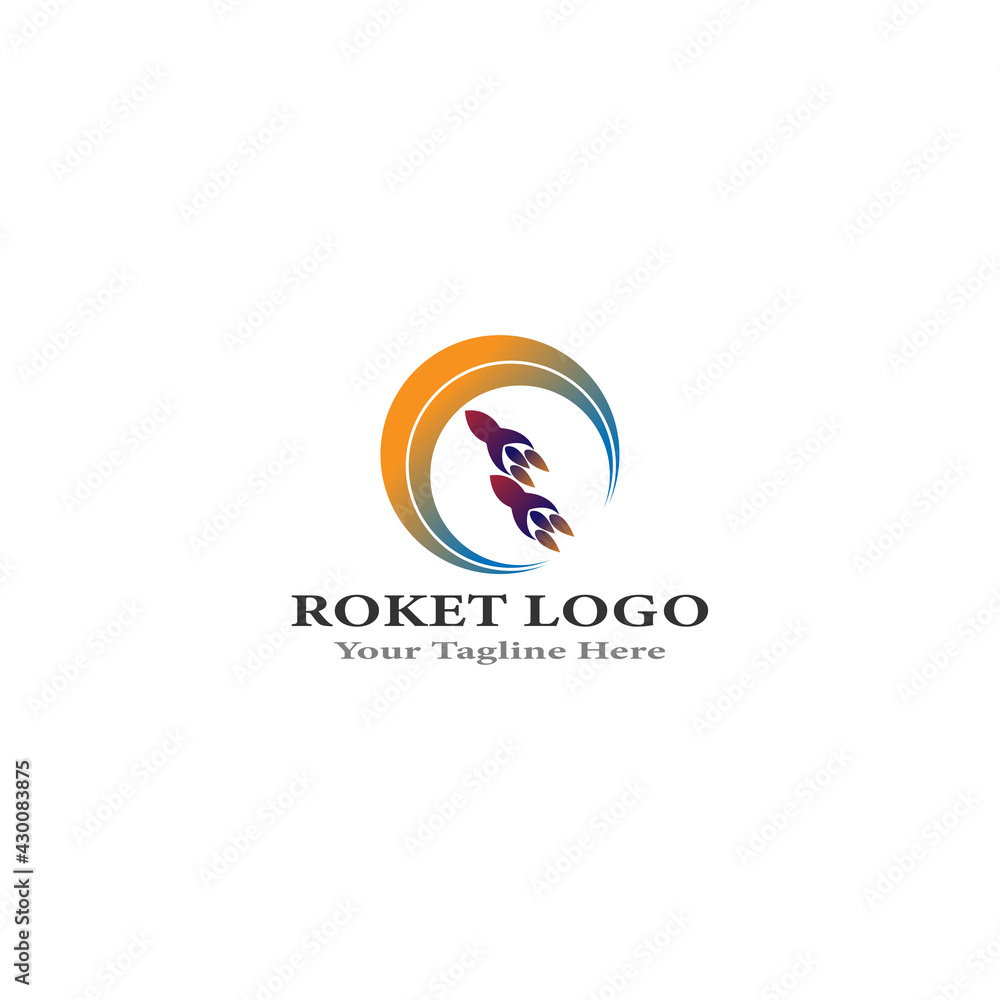 Rocket logo  Sky booster logo design illustration  rocket vector icon template  the rocket logo that is flying upwards