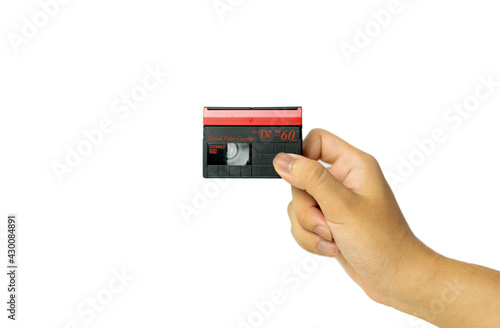 Mini DV Cassettes holding in hand