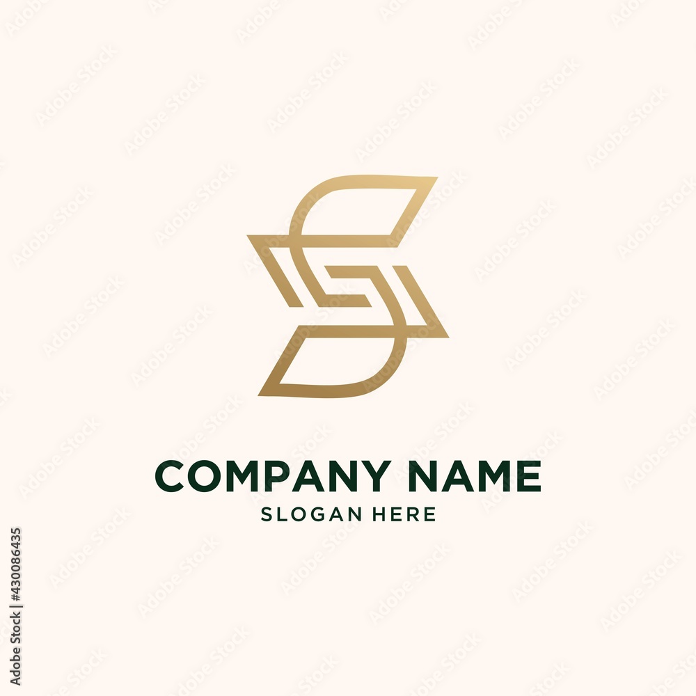 Abstract monogram logo s letter design set in gold color Abstract monogram logo s letter design set in gold color