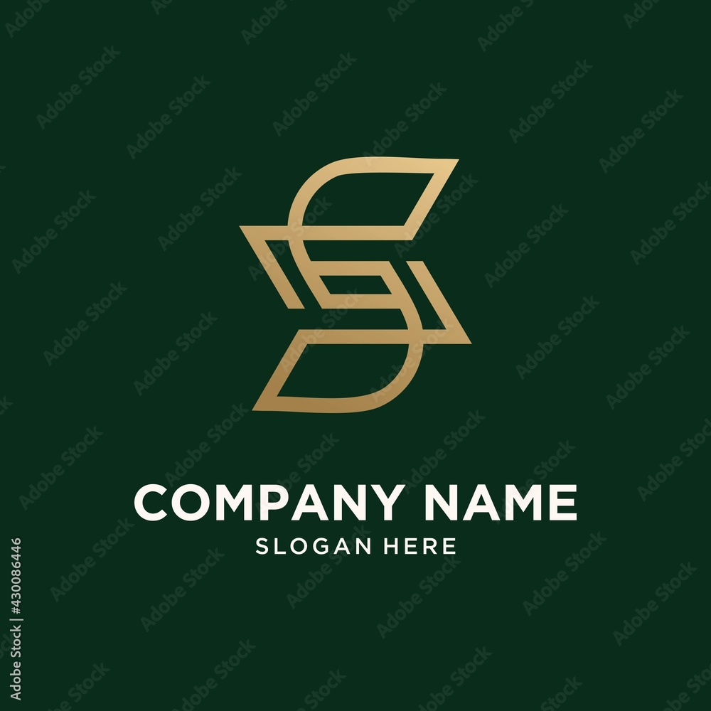 Abstract technology logo letter s Abstract monogram logo s letter design set in gold color Abstract technology logo letter s Abstract monogram logo s letter design set in gold color