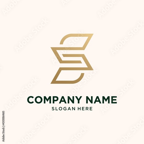 Abstract technology logo letter s Abstract monogram logo s letter design set in gold color