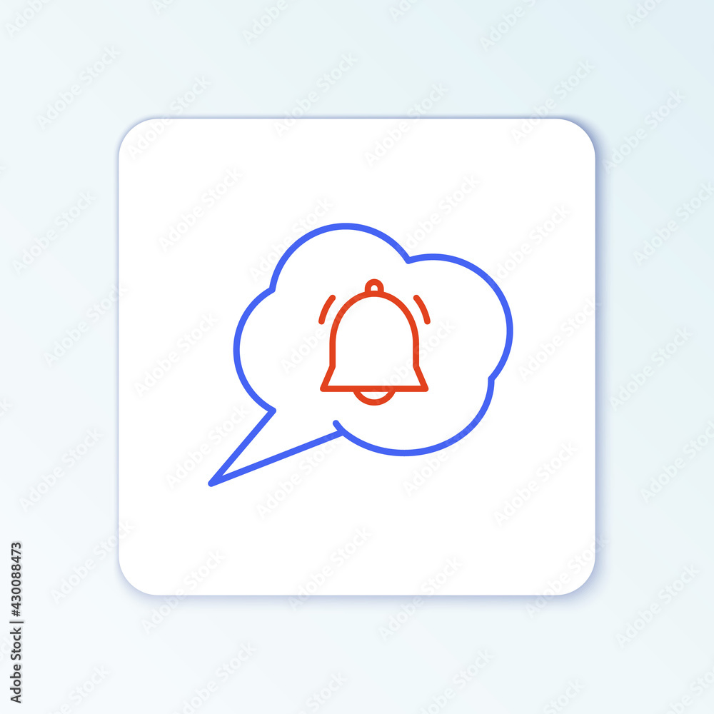 Line Speech bubble with chat notification icon isolated on white background. New message, dialog, chat, social network notification. Colorful outline concept. Vector Line Speech bubble with chat notification icon isolated on white background. New message, dialog, chat, social network notification. Colorful outline concept. Vector