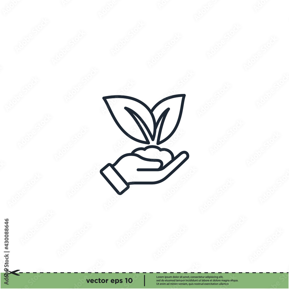 hand and leaf icon save nature symbol logo template hand and leaf icon save nature symbol logo template