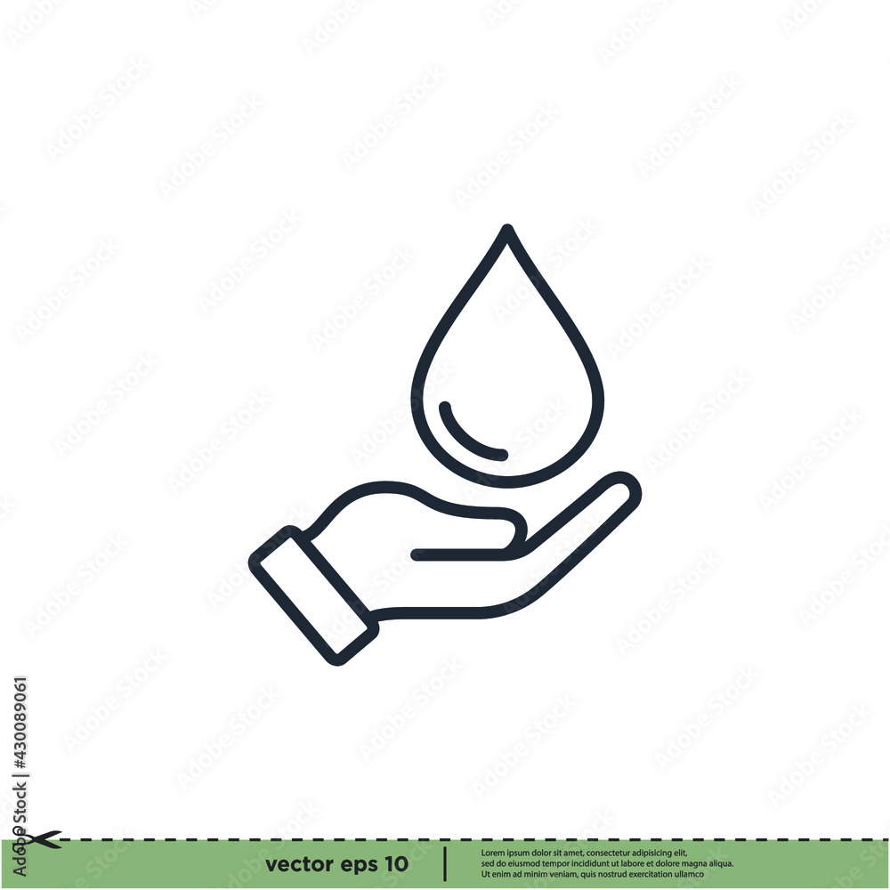 hand holding water icon save nature symbol hand holding water icon save nature symbol