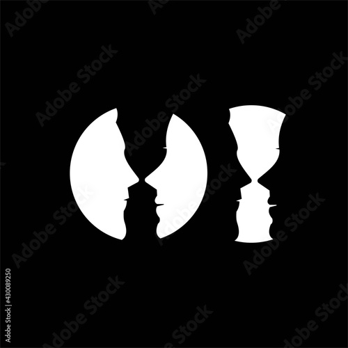Beautiful romantic  woman and man logo template. For wedding agency, event decoration , face man and woman logo 