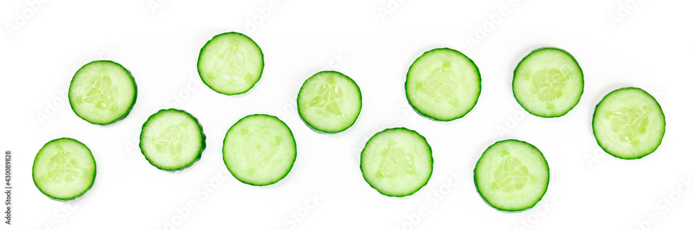 Cucumber pattern panorama with many round slices Cucumber pattern panorama with many round slices